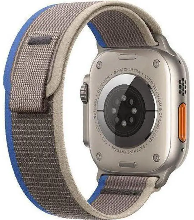 Alt view image 3 of 3 - Apple  Watch Ultra - 32GB - Cellular + GPS - 49mm - Titanium - Titanium - Blue/Gray - Trail Loop Band - Small Size - Rubber - Good (Grade B)