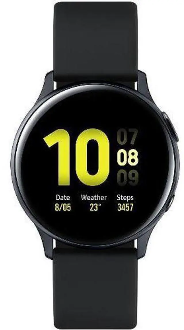 Main image of Samsung  Galaxy Watch Active2 - 4GB - Aqua Black-Aluminum-Fluoroelastomer Strap-Black - Bluetooth - 40mm - Aqua Black - Aluminum - Black - Fluoroelastomer Strap - Fluoroelastomer - Excellent (Grade A)