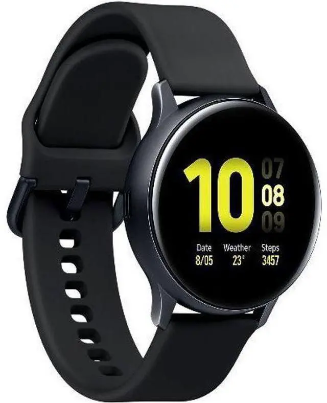 Alt view image 3 of 5 - Samsung  Galaxy Watch Active2 - 4GB - Aqua Black-Aluminum-Fluoroelastomer Strap-Black - Bluetooth - 40mm - Aqua Black - Aluminum - Black - Fluoroelastomer Strap - Fluoroelastomer - Excellent (Grade A)