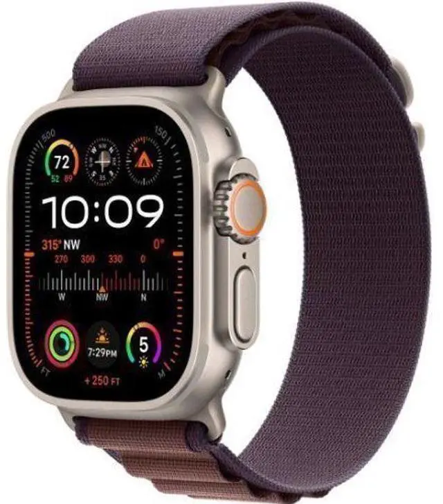Alt view image 2 of 3 - Apple  Watch Ultra 2 - 64GB - Cellular + GPS - 49mm - Titanium - Titanium - Indigo - Alpine Loop Band - S/M Size - Rubber - Excellent (Grade A)