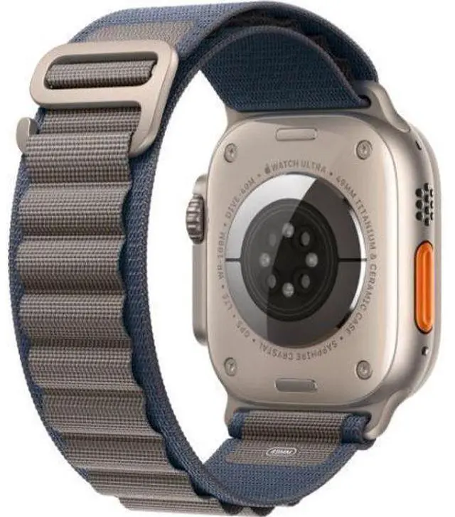 Alt view image 3 of 3 - Apple  Watch Ultra 2 - 64GB - Titanium-Titanium-Alpine Loop Band-Blue/Grey - 49mm - Titanium - Titanium - Blue - Ocean Band - M/L Size - Rubber - Excellent (Grade A)