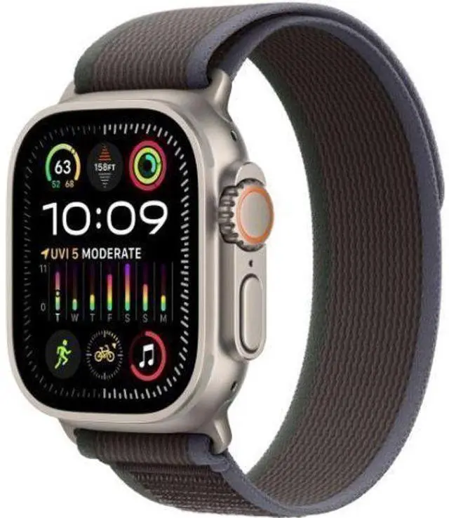 Alt view image 2 of 3 - Apple  Watch Ultra 2 - 64GB - Cellular + GPS - 49mm - Titanium - Titanium - Blue/Black - Trail Loop Band - Large Size - Textile - Premium