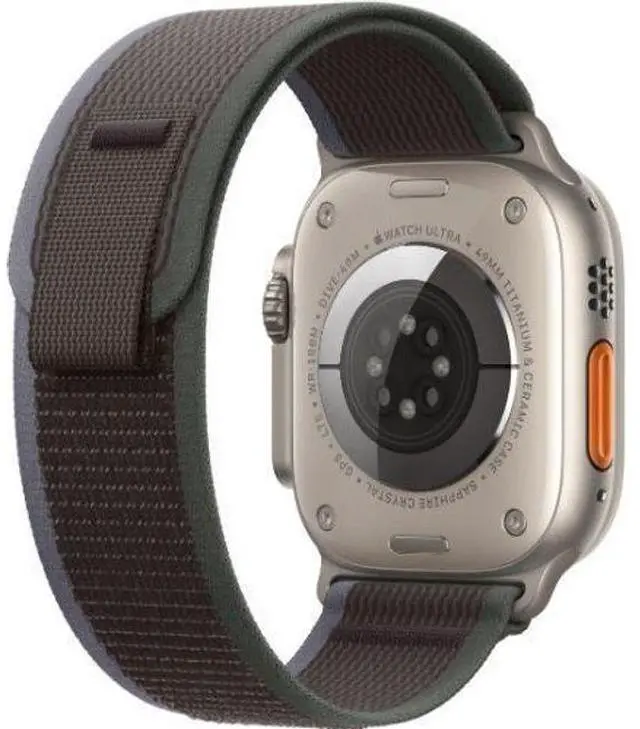 Alt view image 3 of 3 - Apple  Watch Ultra 2 - 64GB - Cellular + GPS - 49mm - Titanium - Titanium - Blue/Black - Trail Loop Band - Large Size - Textile - Premium