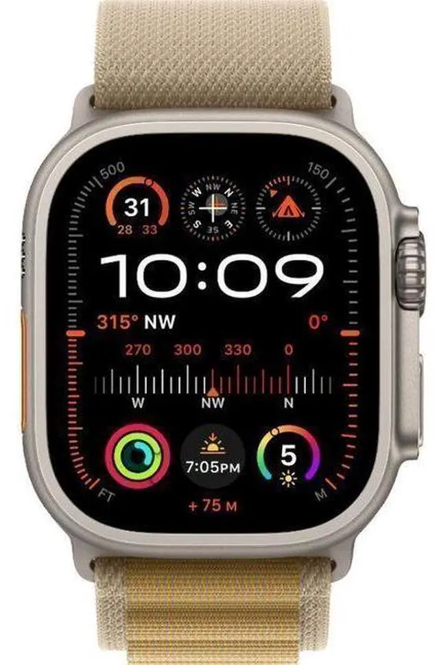 Main image of Apple  Watch Ultra 2 - 64GB - 49mm - Titanium - Titanium - Tan - Alpine Loop Band - Large Size - Textile - Premium