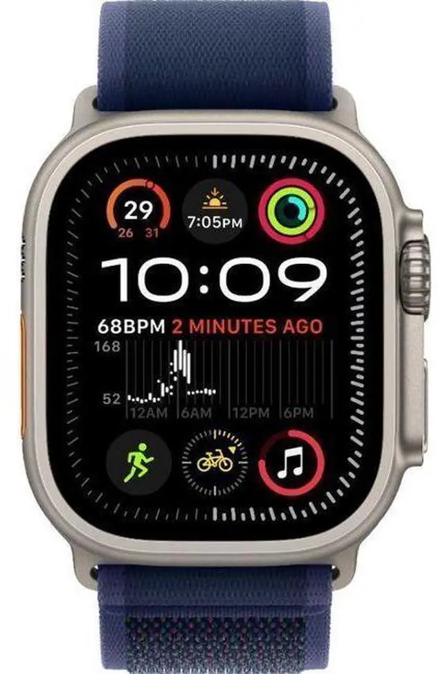 Main image of Apple  Watch Ultra 2 - 64GB - Cellular + GPS - 49mm - Titanium - Titanium - Blue - Trail Loop Band - One Size - Textile - Premium