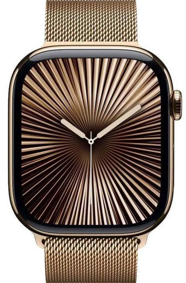 Main image of Apple  Watch Series 10 - 64GB - Cellular + GPS - 42mm - Gold - Titanium - Gold - Milanese Loop Band - One Size - Stainless Steel - Premium