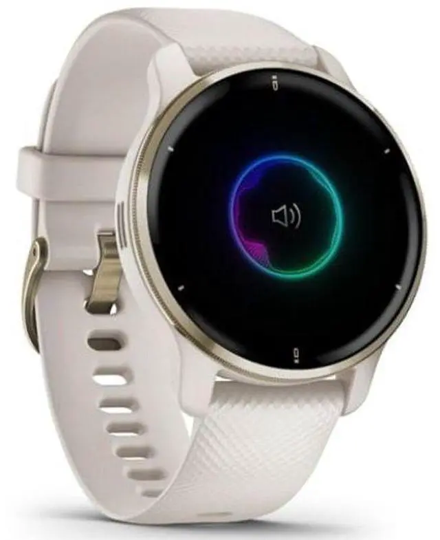 Alt view image 3 of 4 - Garmin  Venu 2 Plus Smartwatch - 33mm - Cream Gold - Fiber-reinforced Polymer - Ivory - Silicone Strap - Silicone - Excellent (Grade A)