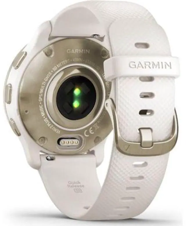 Alt view image 4 of 4 - Garmin  Venu 2 Plus Smartwatch - 33mm - Cream Gold - Fiber-reinforced Polymer - Ivory - Silicone Strap - Silicone - Excellent (Grade A)