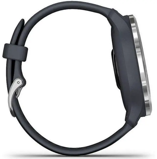 Alt view image 4 of 6 - Garmin  Venu 2 Smartwatch - 45mm - Silver - Fiber-reinforced Polymer - Granite Blue - Silicone Strap - Silicone - Excellent (Grade A)