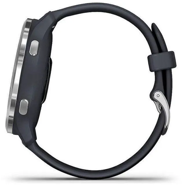 Alt view image 5 of 6 - Garmin  Venu 2 Smartwatch - 45mm - Silver - Fiber-reinforced Polymer - Granite Blue - Silicone Strap - Silicone - Excellent (Grade A)