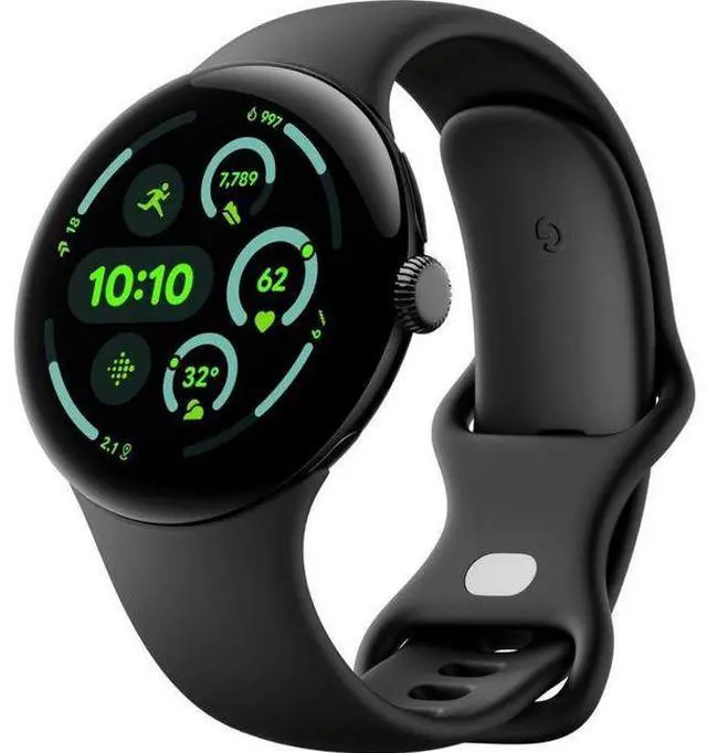 Alt view image 2 of 4 - Google  Pixel Watch 3 - 32GB - Bluetooth + LTE - 45mm - Matte Black - 100% Recycled Aluminum - Obsidian - Active Band - Fluoroelastomer - Excellent (Grade A)