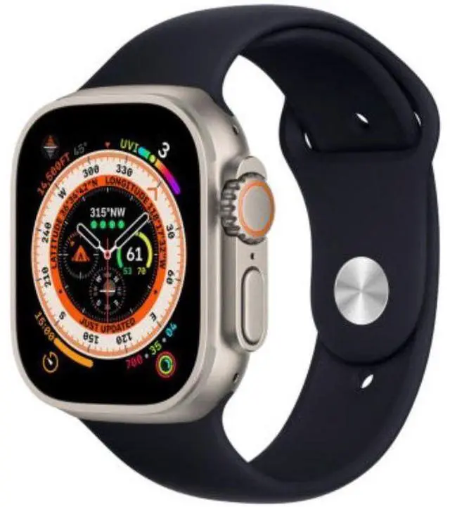 Main image of Apple  Watch Ultra 2 - 64GB - Cellular + GPS - 49mm - Titanium - Titanium - Black - Silicone Band - One Size - Rubber - Good (Grade B)
