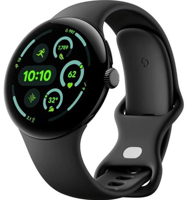 Alt view image 2 of 4 - Google Pixel Watch 3 - 32GB - Bluetooth + LTE - 45mm - Matte Black - 100% Recycled Aluminum - Obsidian - Active Band - Fluoroelastomer - Acceptable (Grade C)