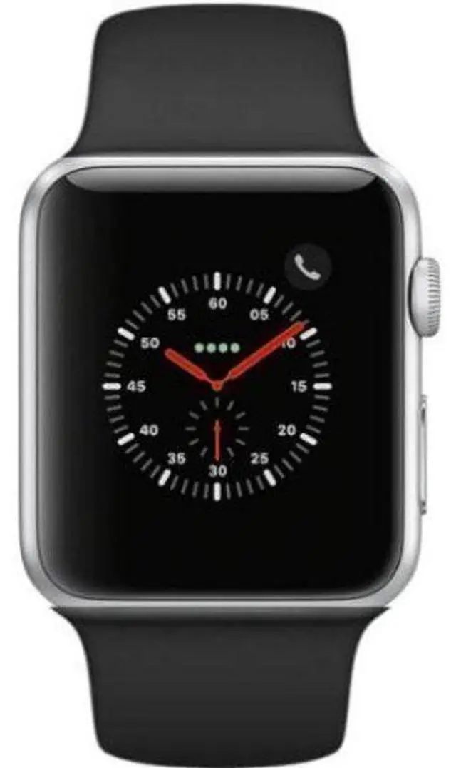 Main image of Apple  Watch Series 3 - 16GB - GPS - 38mm - Silver - Aluminum - Black - Sport Band - Rubber - Acceptable (Grade C)