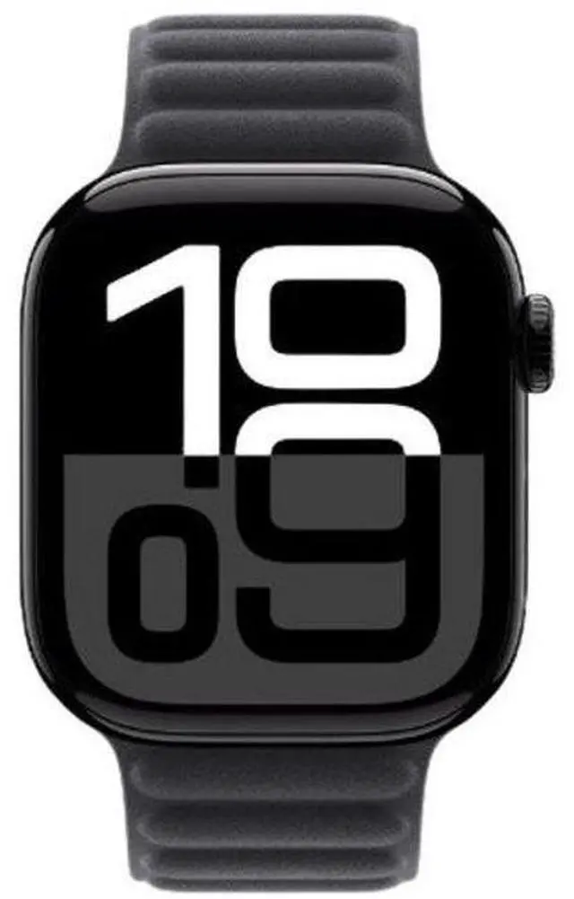 Alt view image 2 of 2 - Apple  Watch Series 10 - 64GB - Cellular + GPS - 46mm - Jet Black - Aluminum - Black - Magnetic Link Band - One Size - Rubber - Good (Grade B)