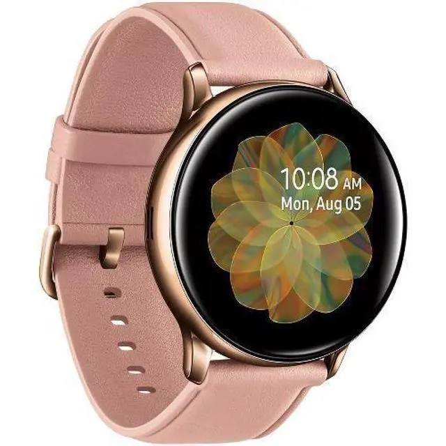 Alt view image 3 of 5 - Samsung  Galaxy Watch Active2 - 4GB - Gold-Stainless Steel-Leather Strap-Pink - Bluetooth + LTE - 40mm - Gold - Stainless Steel - Pink - Leather Strap - Leather - Good (Grade B)
