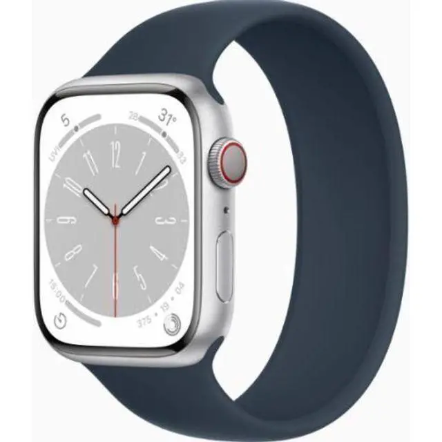 Alt view image 2 of 2 - Apple  Watch Series 8 - 32GB - GPS - 41mm - Silver - Aluminum - Midnight - Solo Loop Band - Leather - Excellent (Grade A)