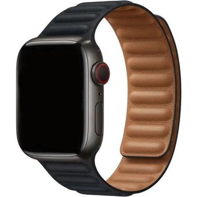 Alt view image 2 of 2 - Apple  Watch Series 7 - 32GB - GPS - 45mm - Midnight - Aluminum - Midnight - Leather Link Band - Leather - Excellent (Grade A)