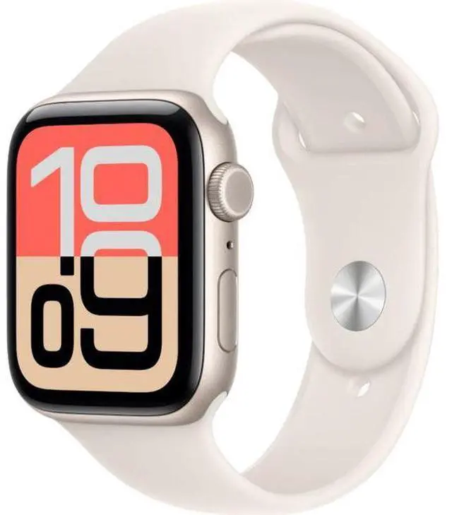 Alt view image 2 of 2 - Apple  Watch SE 3rd Gen (2025) - 64GB - Cellular + GPS - 40mm - Starlight - Aluminum - Starlight - Sport Band - M/L Size - Silicone - Excellent (Grade A)