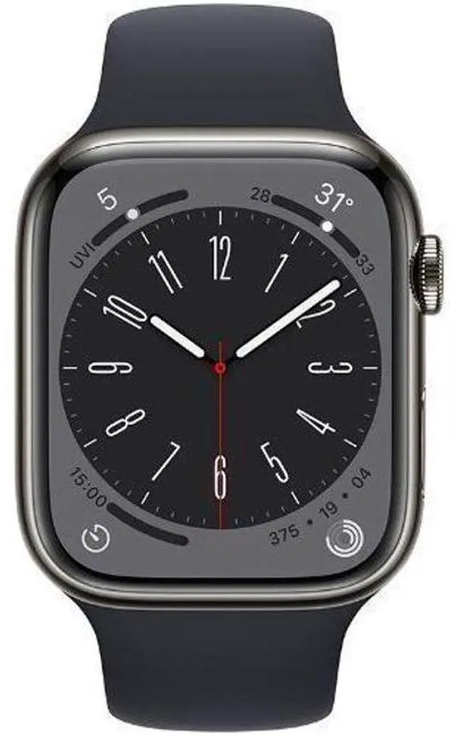 Main image of Apple  Watch Series 8 - 32GB - Graphite-Stainless Steel-Sport Band-Midnight - GPS - 41mm - Graphite - Stainless Steel - Midnight - Sport Band - Rubber - Good (Grade B)