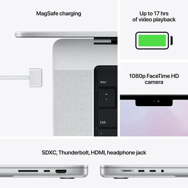 Alt view image 3 of 7 - Apple MacBook Pro (2021) 14-inch - Apple M1 Pro chip: 8-Core CPU/14-Core GPU - 1TB - Silver - 16GB RAM - Excellent (Grade A)