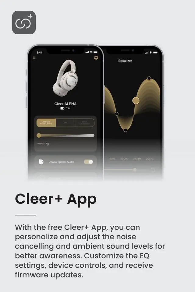 Alt view image 4 of 7 - Cleer Audio Alpha Adaptive Active Noise Canceling Bluetooth Headphones, Dual-Microphone, Touch Controls, 35 Hr Battery Life, Multipoint Connection, Dirac Spatial Audio, App, Midnight Black