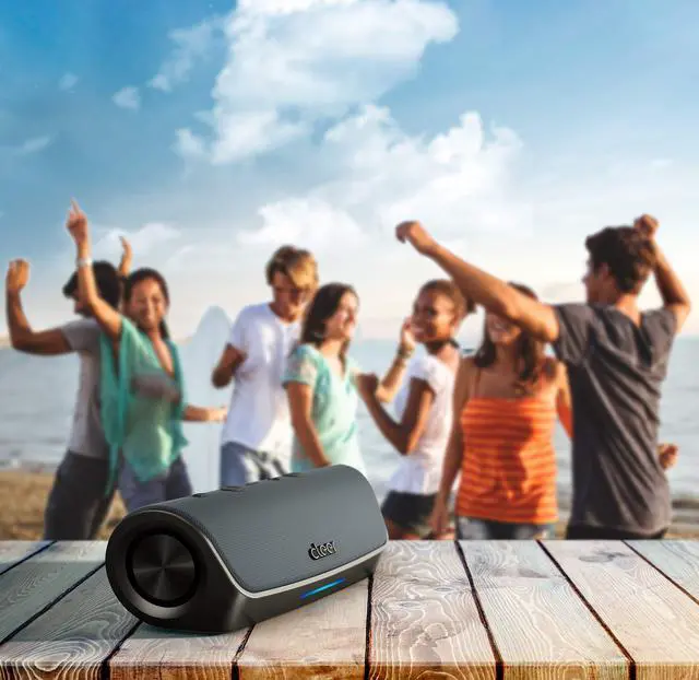 Alt view image 6 of 7 - Cleer Scene Portable Bluetooth Speaker,IPX7 Waterproof,Powerful Sound and Deep Bass,Built-in Echo and Noise Canceling Microphone,12 Hours Battery,for Office,Home,Outdoors and Travel-Grey