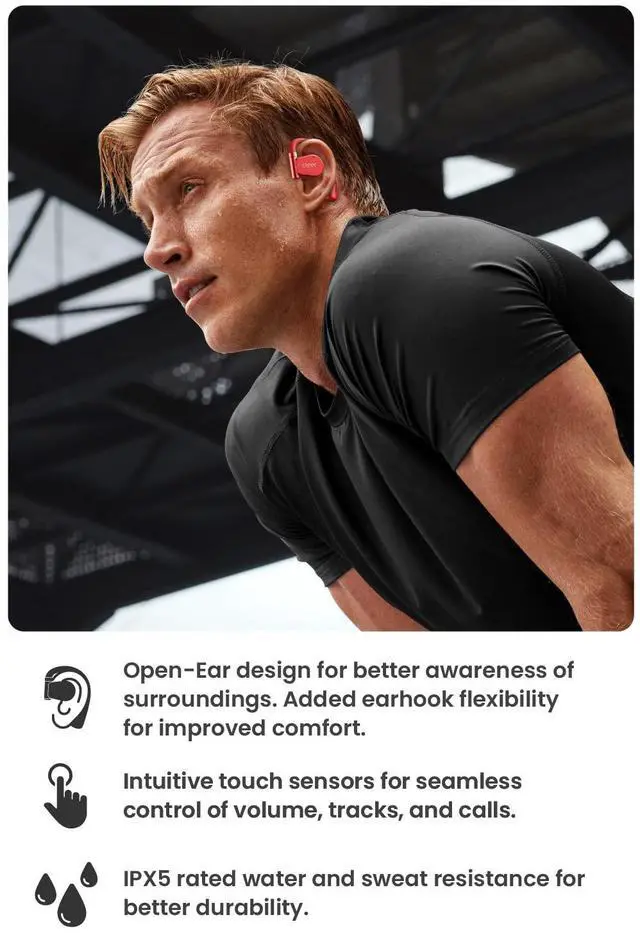 Alt view image 7 of 11 - Cleer Arc II Sport Wireless Open-Ear Earbuds - Red