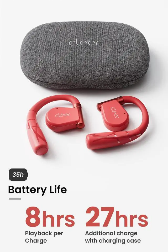 Alt view image 8 of 11 - Cleer Arc II Sport Wireless Open-Ear Earbuds - Red