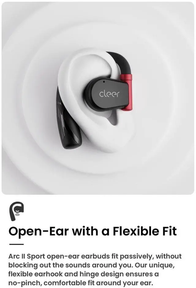 Alt view image 5 of 10 - Cleer Arc II Sport Wireless Open-Ear Earbuds - Black