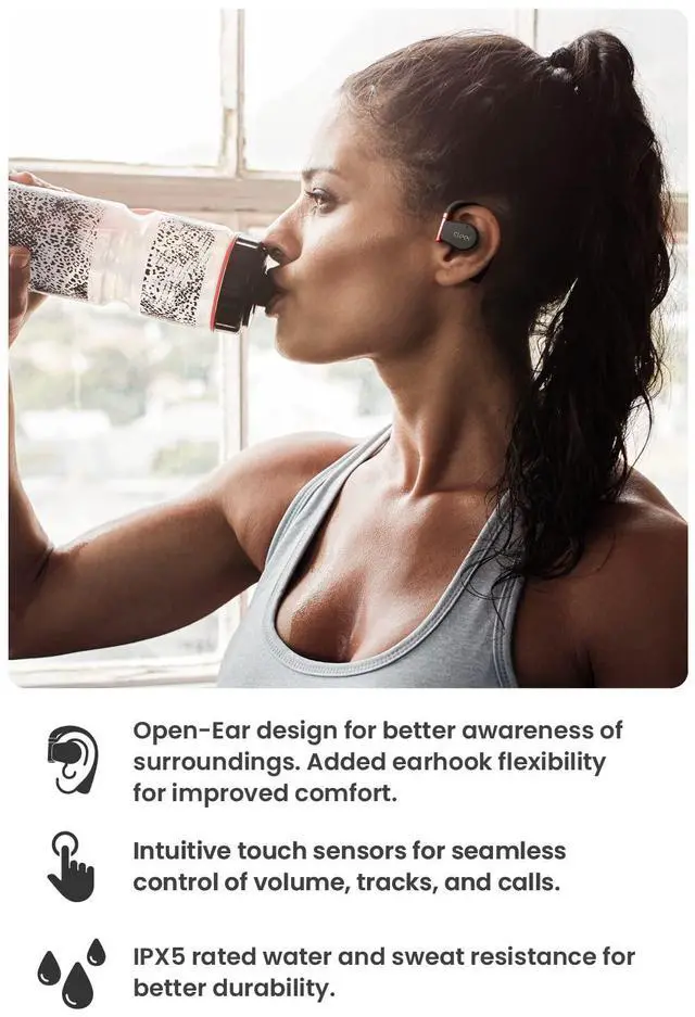 Alt view image 6 of 10 - Cleer Arc II Sport Wireless Open-Ear Earbuds - Black