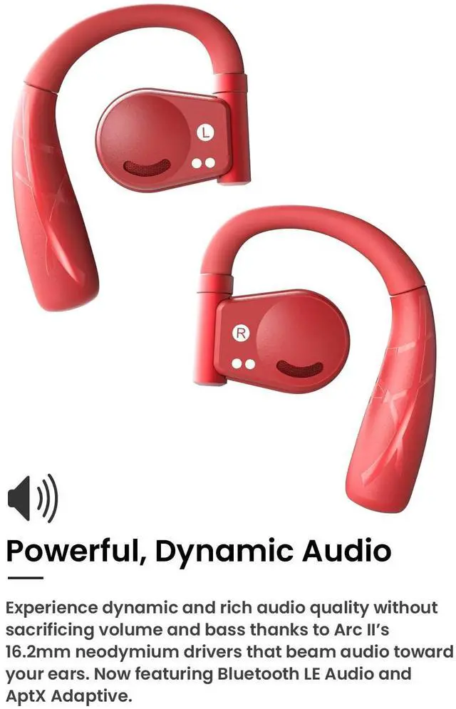 Alt view image 11 of 11 - Cleer Arc II Sport Wireless Open-Ear Earbuds - Red