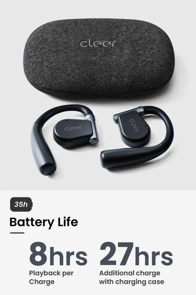 Alt view image 4 of 7 - Cleer ARC II Open-Ear True Wireless Bluetooth Headphones, Snapdragon Sound, Multipoint Connection, Secure Fit, IPX5 Waterproof, Crystal Clear Calls, 35 Hours Playtime,For iPhone & Android (Blue)