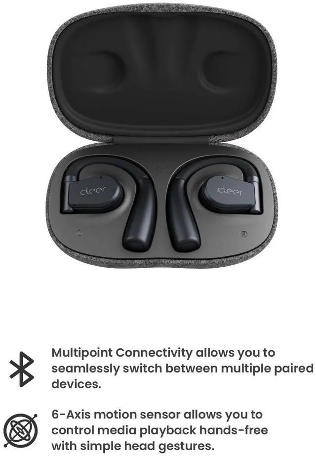 Alt view image 5 of 7 - Cleer ARC II Open-Ear True Wireless Bluetooth Headphones, Snapdragon Sound, Multipoint Connection, Secure Fit, IPX5 Waterproof, Crystal Clear Calls, 35 Hours Playtime,For iPhone & Android (Blue)