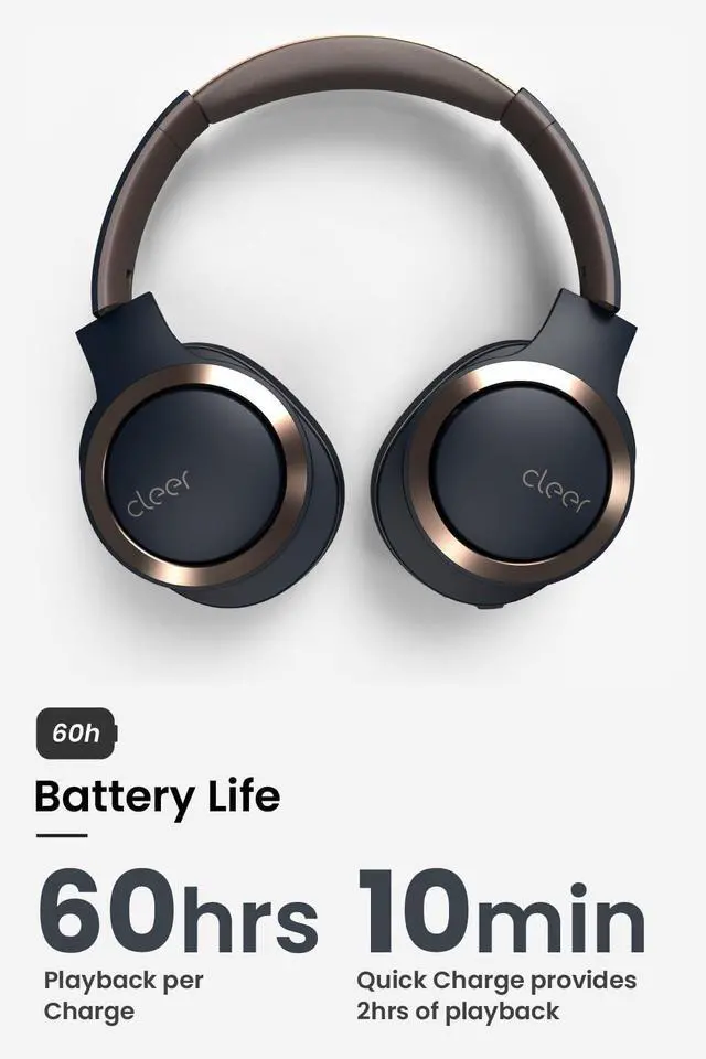 Alt view image 8 of 13 - Cleer ENDURO ANC Navy ENDURO2NCNAVUS Wireless Noise Cancelation Headphone with Extended Battery Life