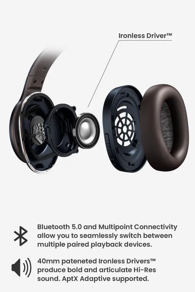 Alt view image 12 of 13 - Cleer ENDURO ANC Navy ENDURO2NCNAVUS Wireless Noise Cancelation Headphone with Extended Battery Life