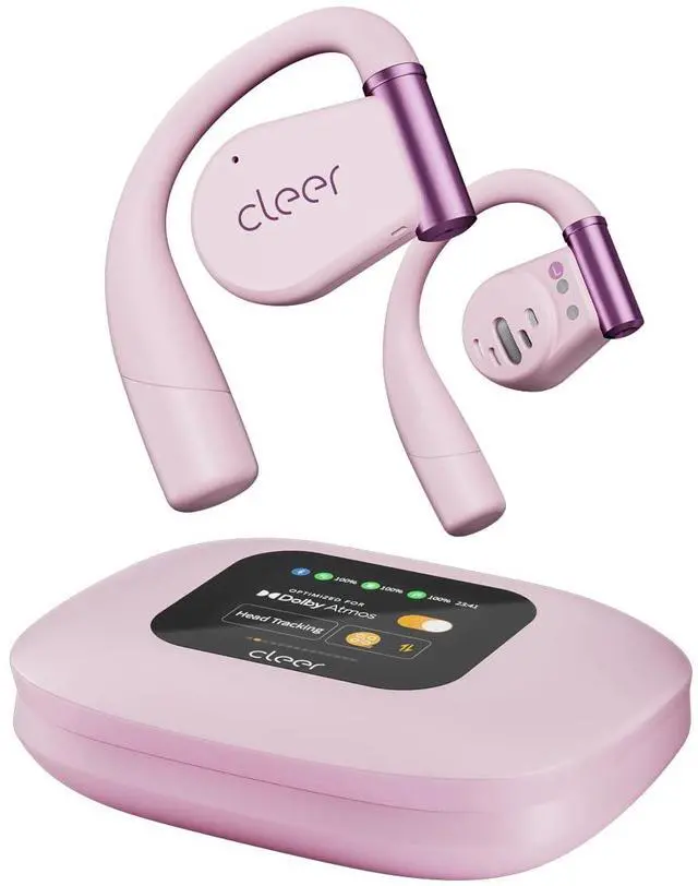 Main image of Cleer ARC 3 Open Ear Headphones - Dolby Audio, Snapdragon Sound True Wireless Earbuds, 50Hr Battery, Bluetooth 5.4, IPX 7, Multi-Point, Smart Controls, Wireless Charging Smart Case, Comfort Fit, Pink