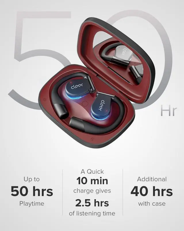 Alt view image 5 of 7 - Cleer ARC 3 Open Ear Headphones - Dolby Audio, Snapdragon Sound True Wireless Earbuds, 50Hr Battery, Bluetooth 5.4, IPX 7, Multi-Point, Smart Controls, Wireless Charging Smart Case, Comfort Fit, Black