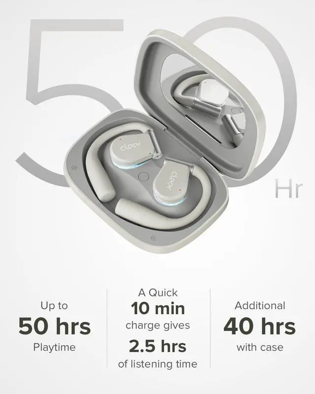 Alt view image 5 of 7 - Cleer ARC 3 Open Ear Headphones - Dolby Audio, Snapdragon Sound True Wireless Earbuds, 50Hr Battery, Bluetooth 5.4, IPX 7, Multi-Point, Smart Controls, light grey