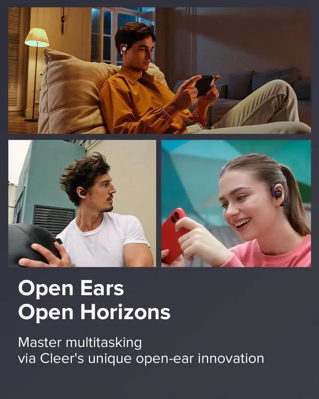 Alt view image 6 of 7 - Cleer ARC II Gaming Earbuds - True Wireless Open Ear Headphones, Ultra-Low Latency, Snapdragon Sound, Bluetooth 5.3, USB-C Dongle, 35Hr Battery, Compatible with PS4, PS5, PC, Switch,White