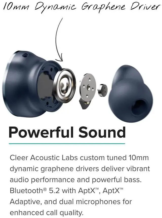 Alt view image 12 of 14 - Cleer ALLY Plus II Midnight Blue ALLYPLUS2BTMIBUS Adjustable Noise Cancelling Earbuds