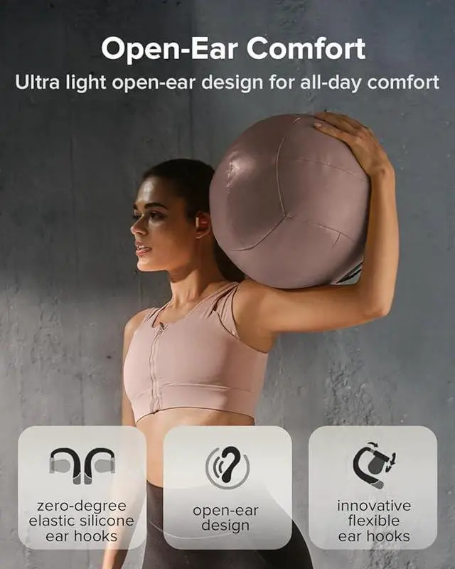 Alt view image 6 of 7 - Cleer ARC 3 Sports Pro Open Ear Headphones - Dolby Audio, Snapdragon Sound True Wireless Earbuds,40Hr Battery, Bluetooth 5.4, IPX7,Heart Rate Tracking,Wireless Charging Smart Case, Comfort Fit, Red
