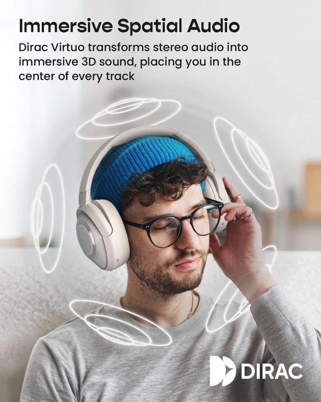 Alt view image 2 of 7 - Cleer Audio Alpha Adaptive Active Noise Canceling Bluetooth Headphones, Dual-Microphone, Touch Controls, 35 Hr Battery Life, Multipoint Connection, Dirac Spatial Audio, App, Stone