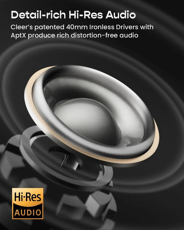 Alt view image 3 of 7 - Cleer Audio Alpha Adaptive Active Noise Canceling Bluetooth Headphones, Dual-Microphone, Touch Controls, 35 Hr Battery Life, Multipoint Connection, Dirac Spatial Audio, App, Stone