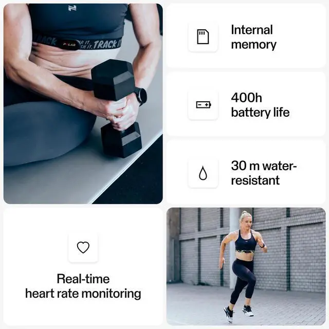 Alt view image 4 of 6 - Polar H10 Heart Rate Monitor ANT+ , Bluetooth HR Sensor for Men and Women Built-in Memory, XS-S