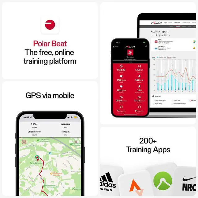 Alt view image 6 of 6 - Polar H10 Heart Rate Monitor ANT+ , Bluetooth HR Sensor for Men and Women Built-in Memory, XS-S