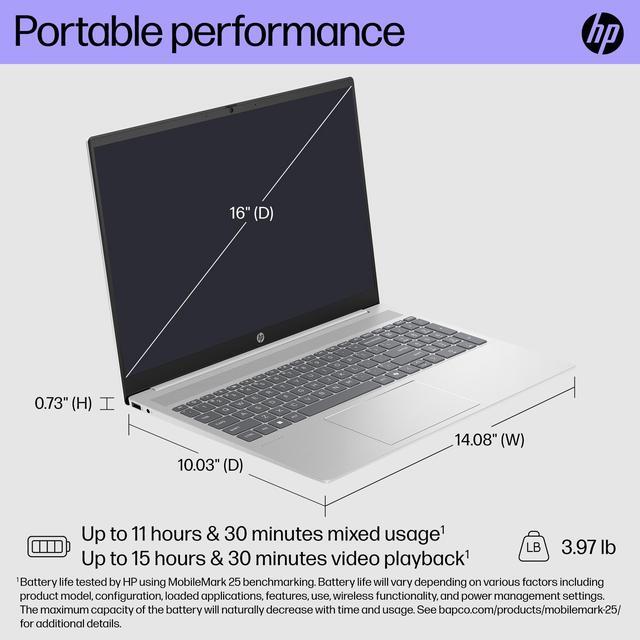 Alt view image 3 of 7 - HP Pavilion 16" Touchscreen IPS Anti-Glare - WUXGA (1920 x 1200) Laptop - Intel Core 5 120U Processor - Windows 11 - 16GB RAM, 1TB NVMe SSD, WiFi 6, BT 5.3,
