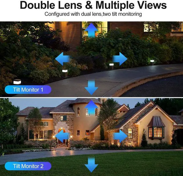 Alt view image 3 of 7 - PHANSATIM 5MP Outdoor Security Camera Dual Lens, 2.4Ghz WiFi Cameras for Home Security, 360°PTZ 2.5K Surveillance Camera with Motion Detection Tracking/2-Way Audio/Color Night Vision/Wired/Waterproof