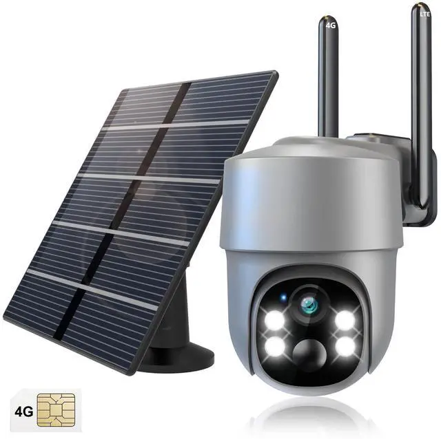 Main image of PHANSATIM Outdoor Cameras for Home Security - 4G LTE Cellular No WiFi Solar Security Cameras Wireless Outdoor with Floodlight Color Night Vision, PIR Detection Siren, 2 Way Talk - Grey