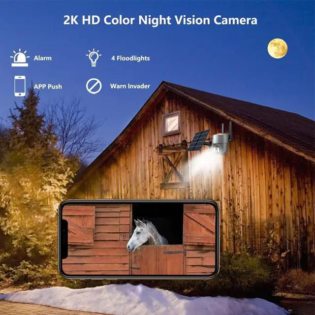 Alt view image 7 of 7 - PHANSATIM Outdoor Cameras for Home Security - 4G LTE Cellular No WiFi Solar Security Cameras Wireless Outdoor with Floodlight Color Night Vision, PIR Detection Siren, 2 Way Talk - Grey
